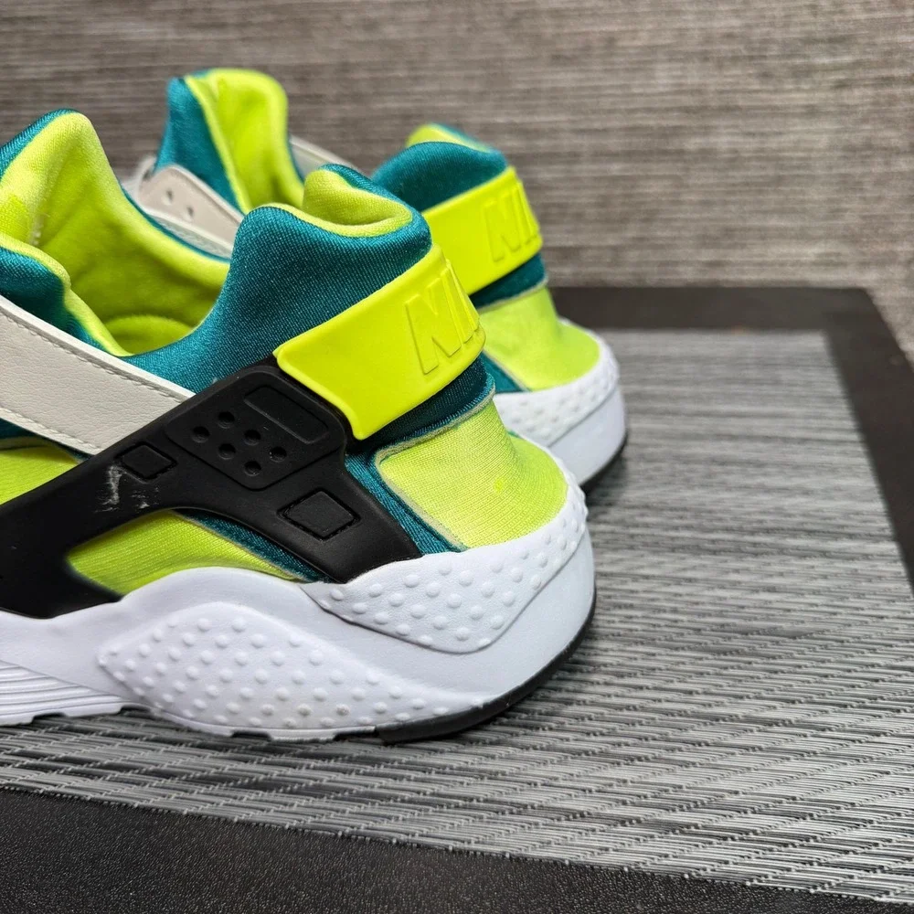 Nike Sneakers Kids 7Y White Teal Volt Air Huarache 654275-045 Heel Strap Sporty